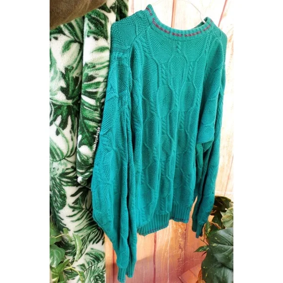 Vintage teal blue textured beachy oversized sweater 🌊 - Picture 6 of 7
